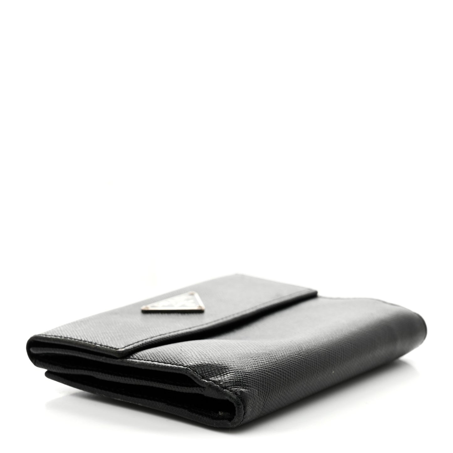 Saffiano Metal Tri-Fold Wallet Black