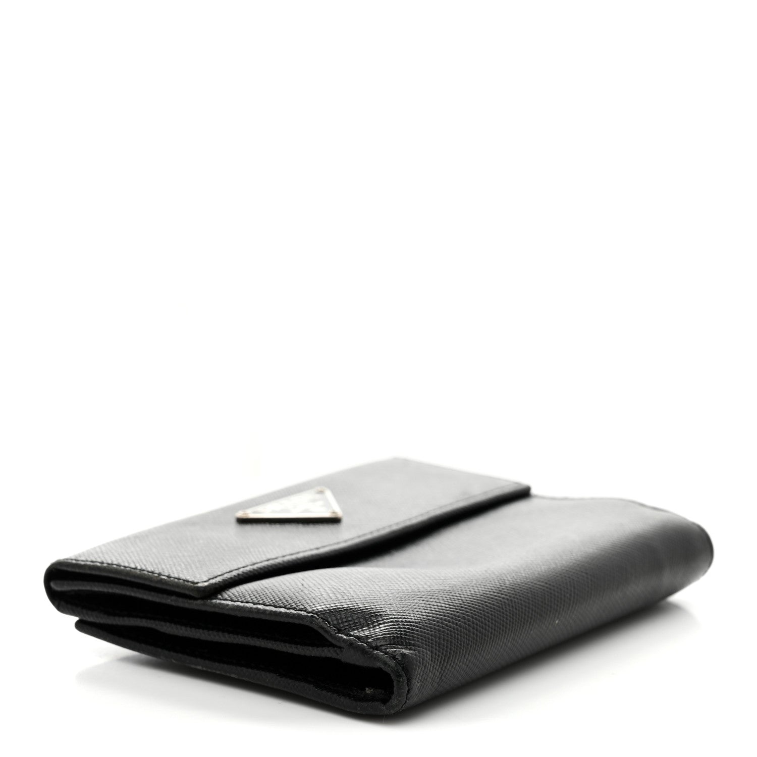 Prada Saffiano Metal Tri-Fold Wallet Black 4 of 11