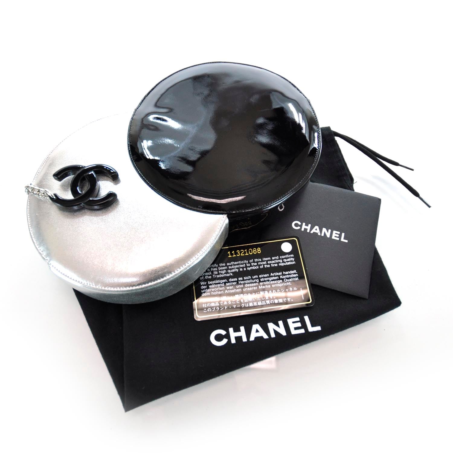 Chanel Patent Leather Kiss Lock Clutch Black Silver 7 of 12