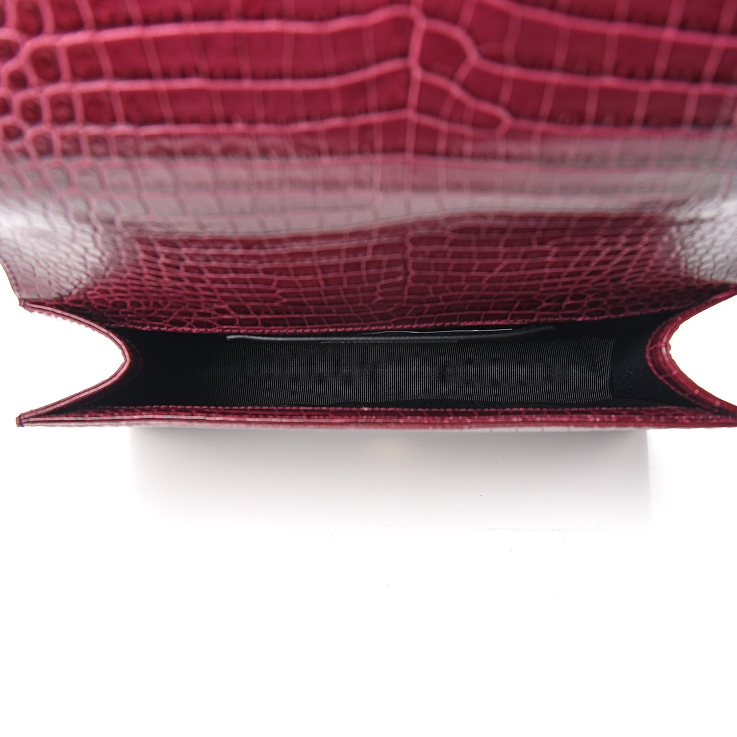 Calfskin Crocodile Embossed Classic Kate Monogram Clutch Burgundy