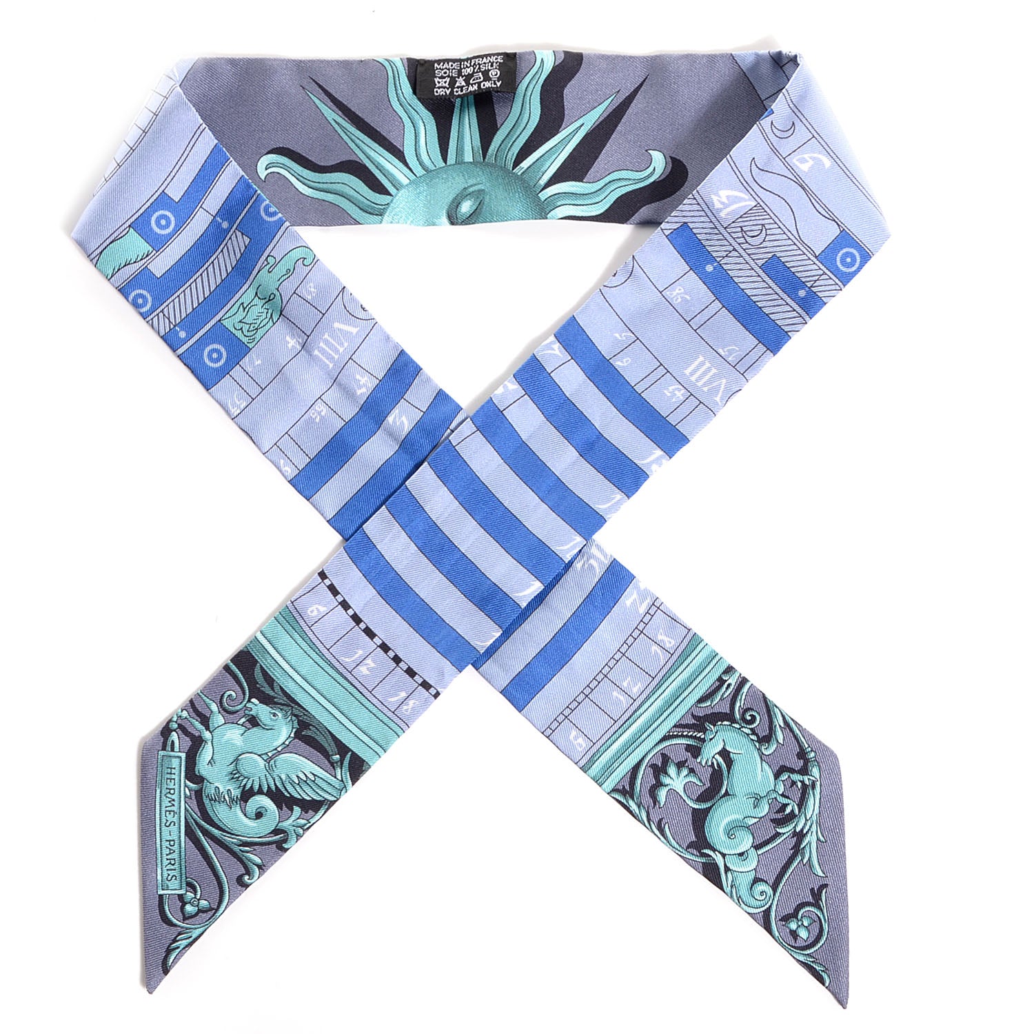 Hermes Silk Astrologie Twilly Gris Acier Bleu Veronese 1 of 5