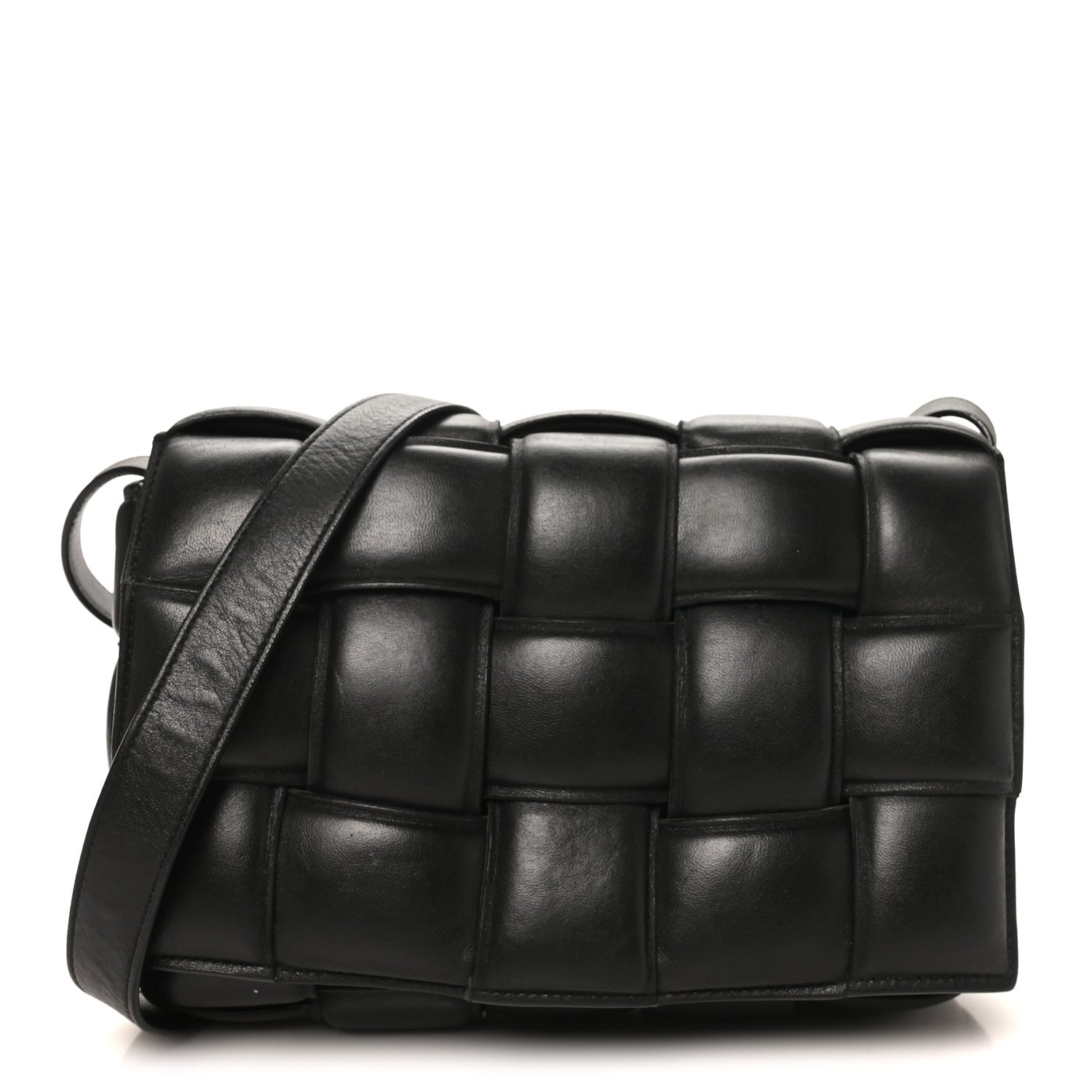 Bottega Veneta Paper Calfskin Maxi Intreccio Padded Cassette Crossbody Bag Black 1 of 10