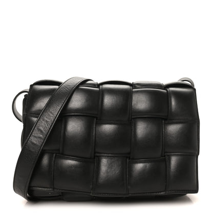 Bottega Veneta Paper Calfskin Maxi Intreccio Padded Cassette Crossbody Bag Black 1 of 10