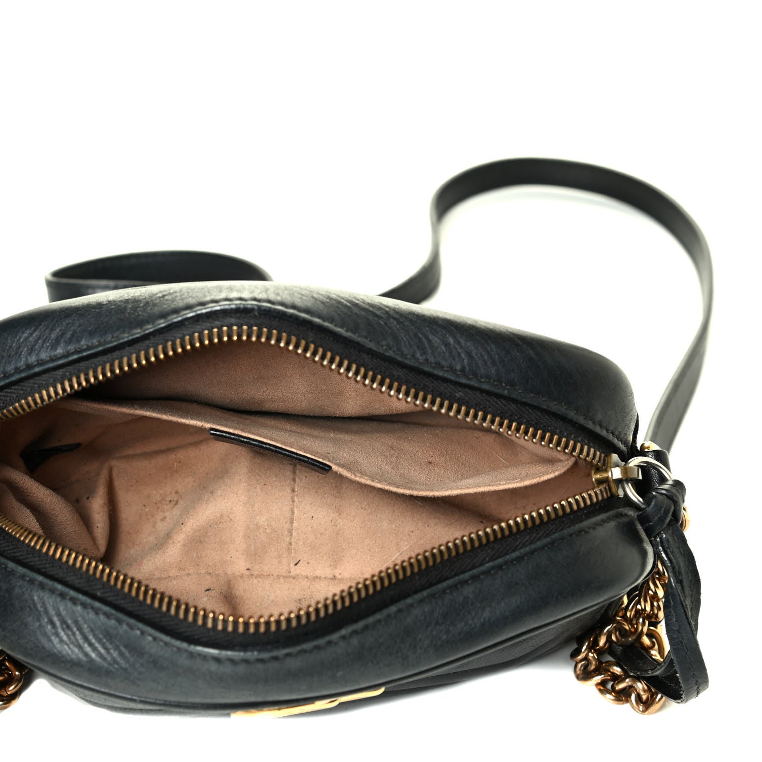 Gucci Calfskin Matelasse Mini GG Marmont Chain Shoulder Bag Black 4 of 8