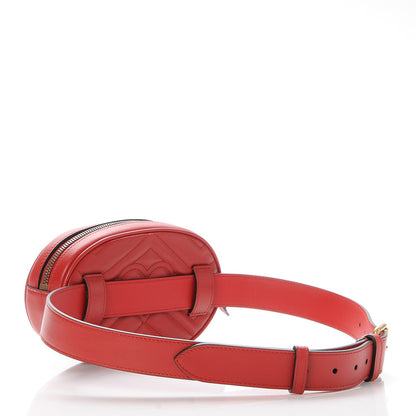 Gucci Calfskin Matelasse GG Marmont Belt Bag 85 34 Hibiscus Red 3 of 7
