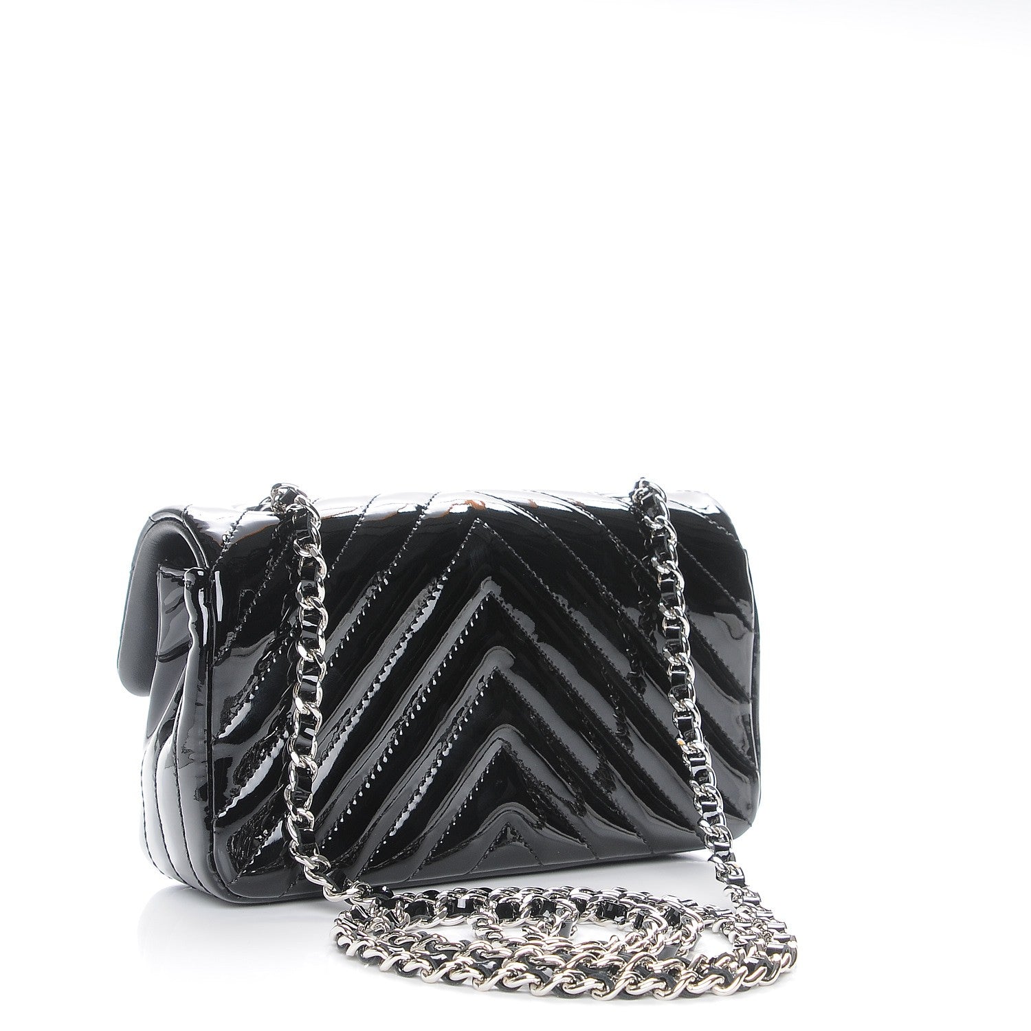 Chanel Patent Calfskin Chevron Quilted Extra Mini Flap Black 3 of 8