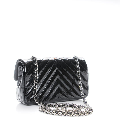 Chanel Patent Calfskin Chevron Quilted Extra Mini Flap Black 3 of 8