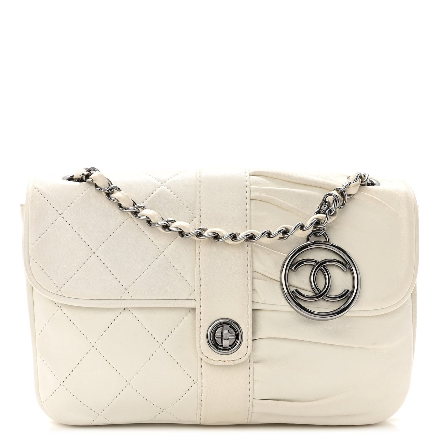 Lambskin Quilted Pile Ou Face Flap White