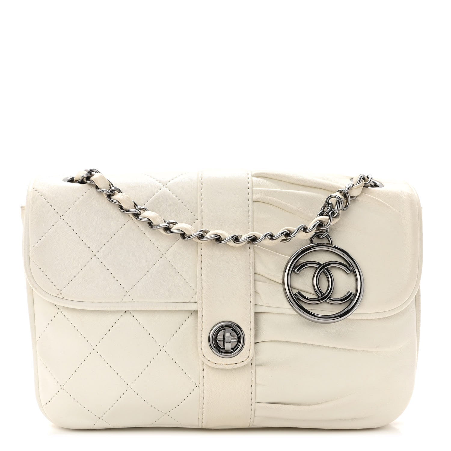 Chanel Lambskin Quilted Pile Ou Face Flap White 1 of 10