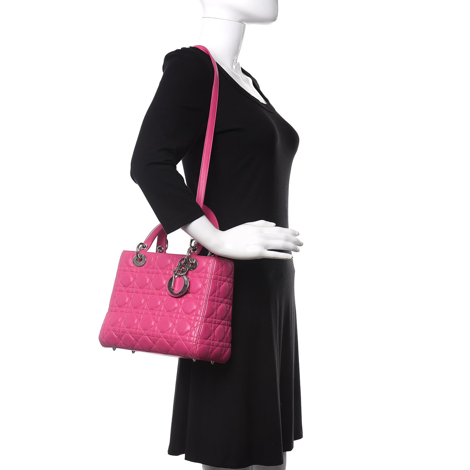 Christian Dior Lambskin Cannage Medium Lady Dior Pink 2 of 8
