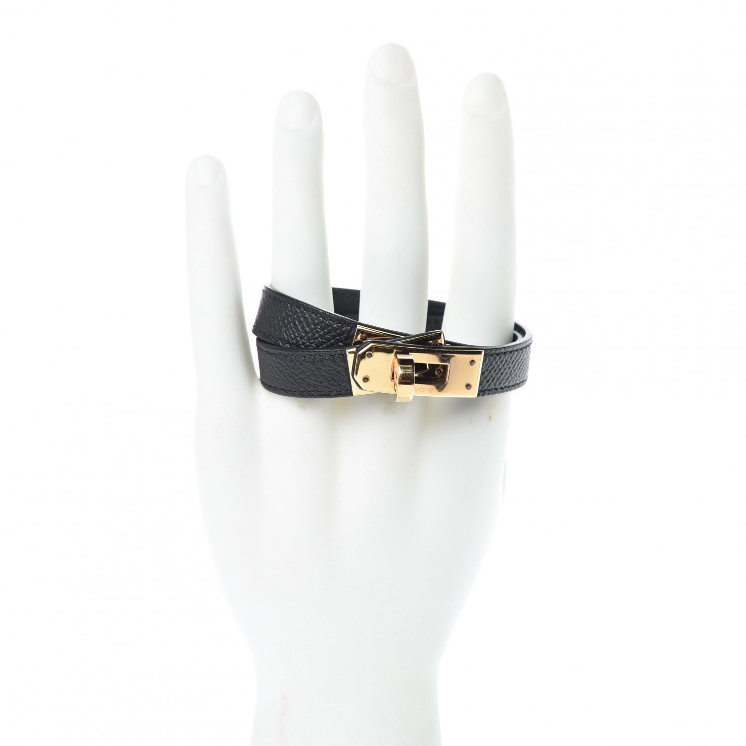 Hermes Epsom Kelly Double Tour Bracelet M Black 2 of 6