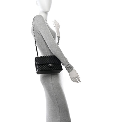 Chanel Calfskin Chevron Quilted Small Double Flap Black 2 of 11