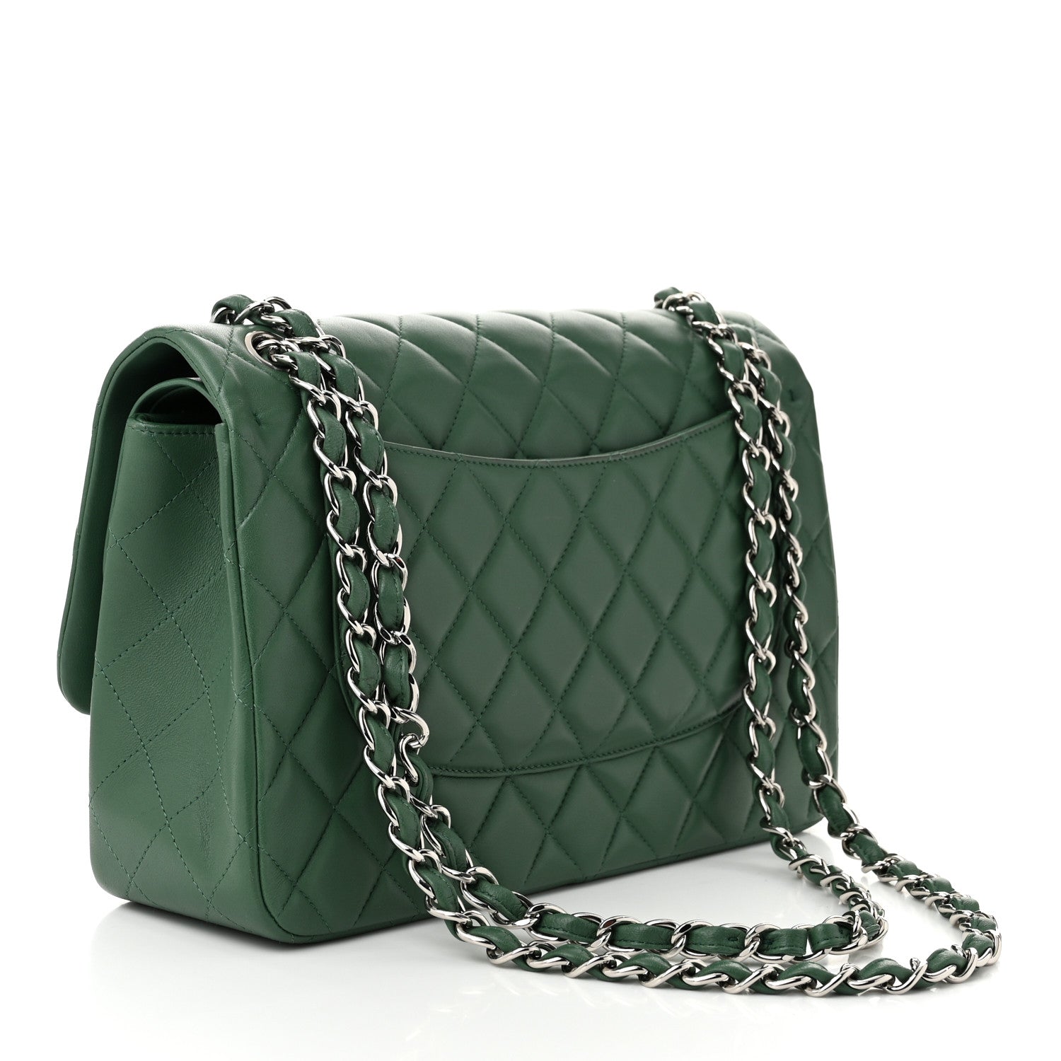Chanel Lambskin Quilted Jumbo Double Flap Green 3 of 10