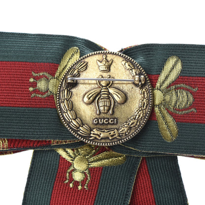 Gucci Ribbon Web Bow Bee Pearl Brooch Red Green 4 of 4