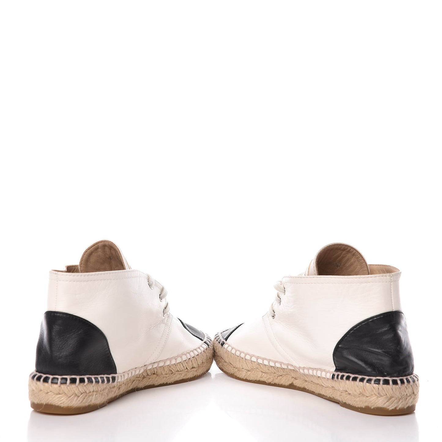 Lambskin Cap Toe Lace Up Espadrilles 35 White Black