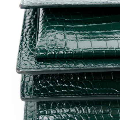 Saint Laurent Calfskin Crocodile Embossed Medium Monogram Sunset Dark Mint 12 of 12