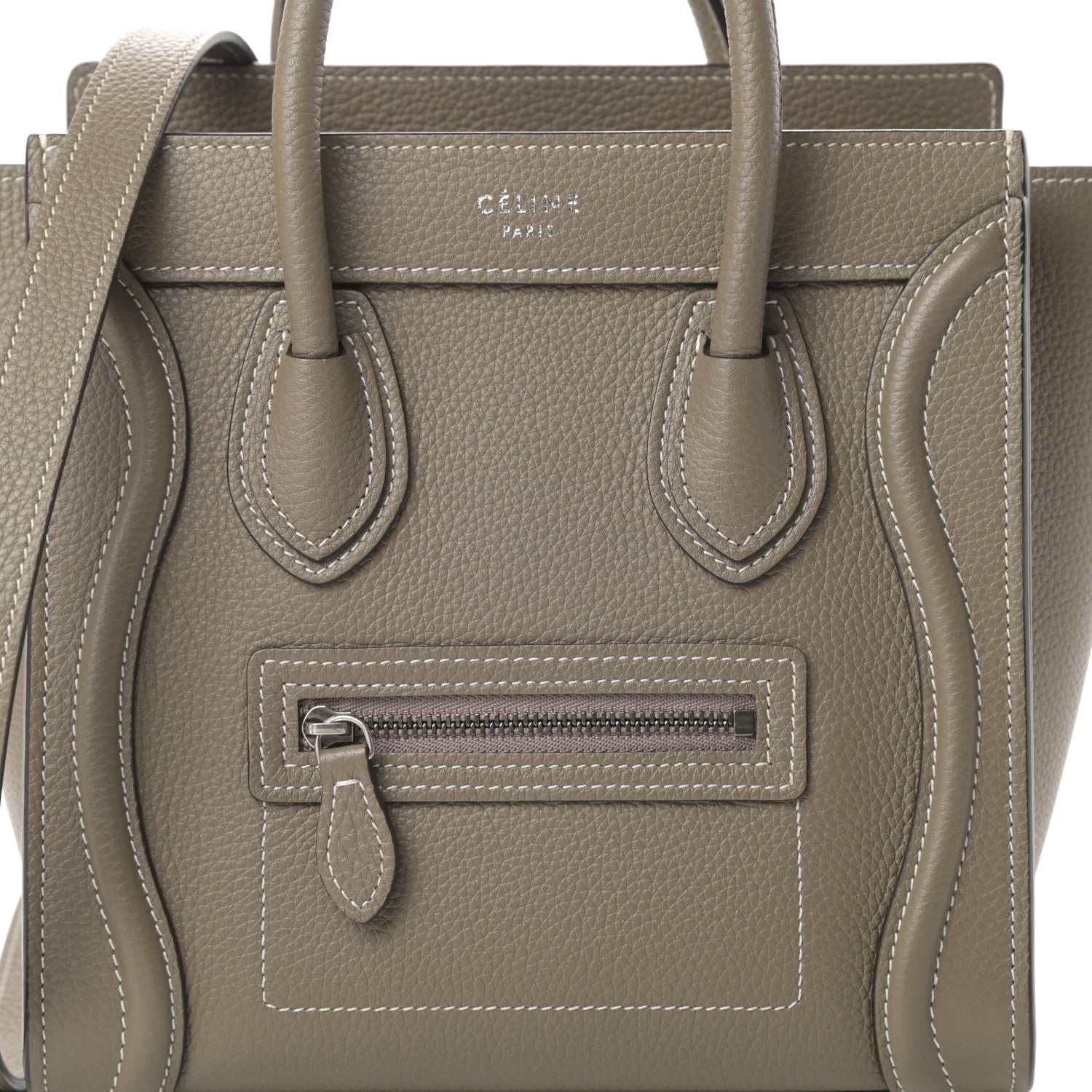 Celine Drummed Calfskin Nano Luggage Souris 8 of 12