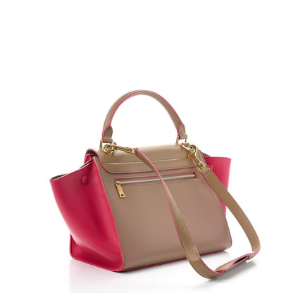 Celine Smooth Calfskin Small Bicolor Trapeze Taupe Fuchsia 4 of 14