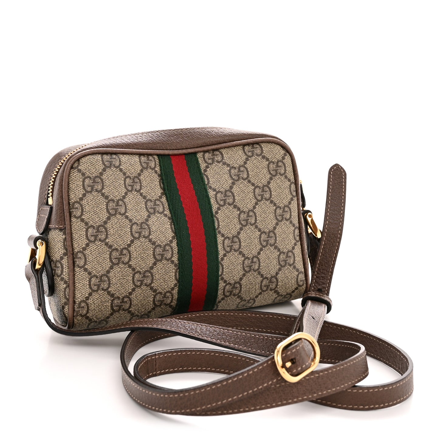 GG Supreme Monogram Web Mini Ophidia Shoulder Bag Brown