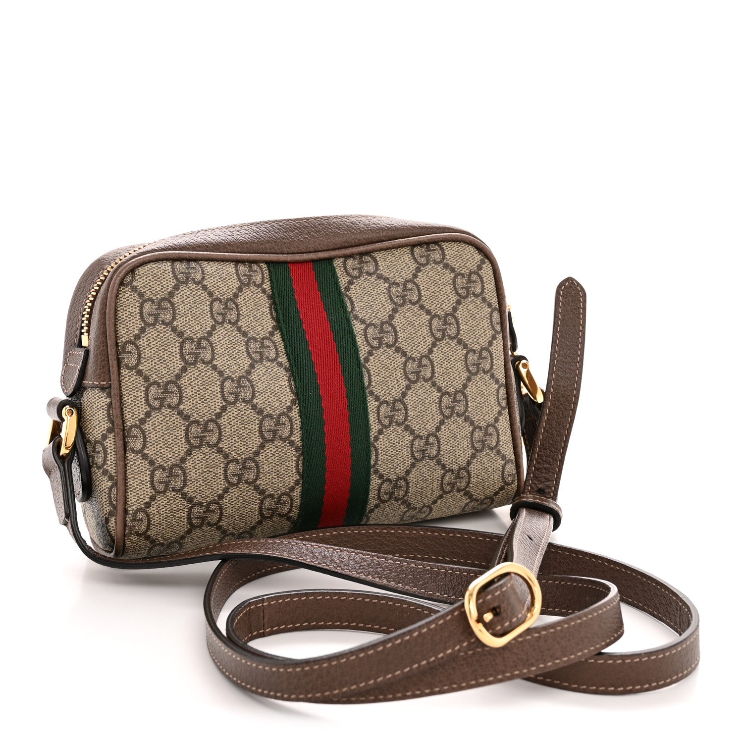 Gucci GG Supreme Monogram Web Mini Ophidia Shoulder Bag Brown 2 of 12