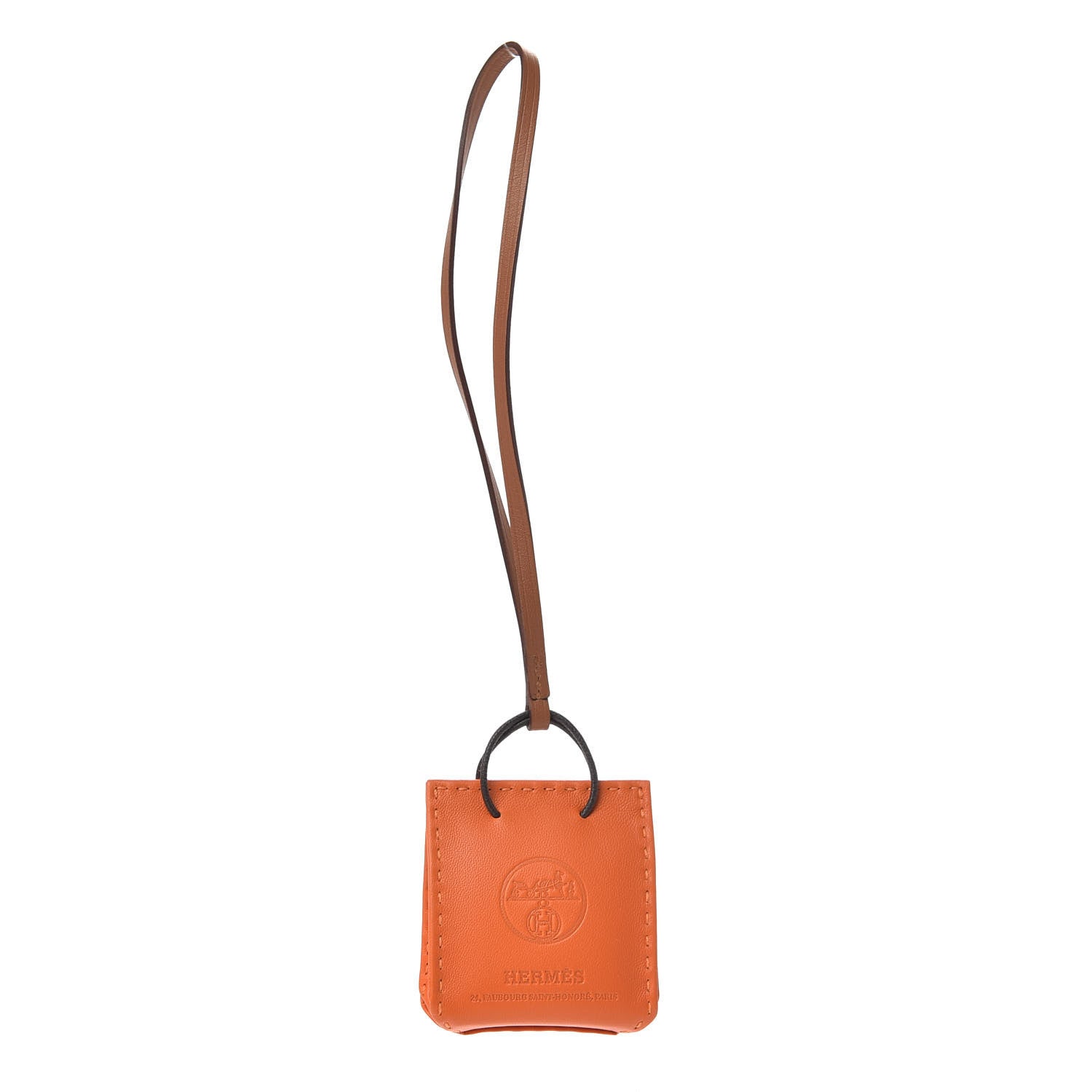 Hermes Milo Lambskin Swift Shopping Bag Charm Feu Gold 1 of 4