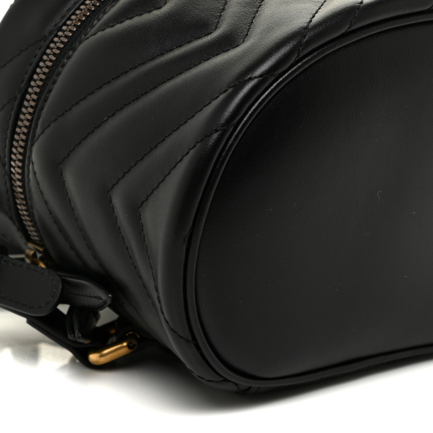 Gucci Calfskin Matelasse Mini GG Marmont Round Backpack Black 9 of 11