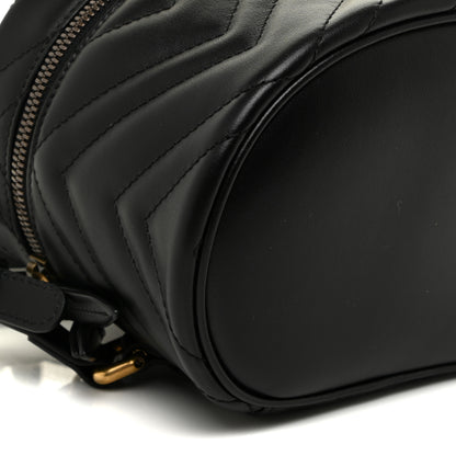 Gucci Calfskin Matelasse Mini GG Marmont Round Backpack Black 9 of 11