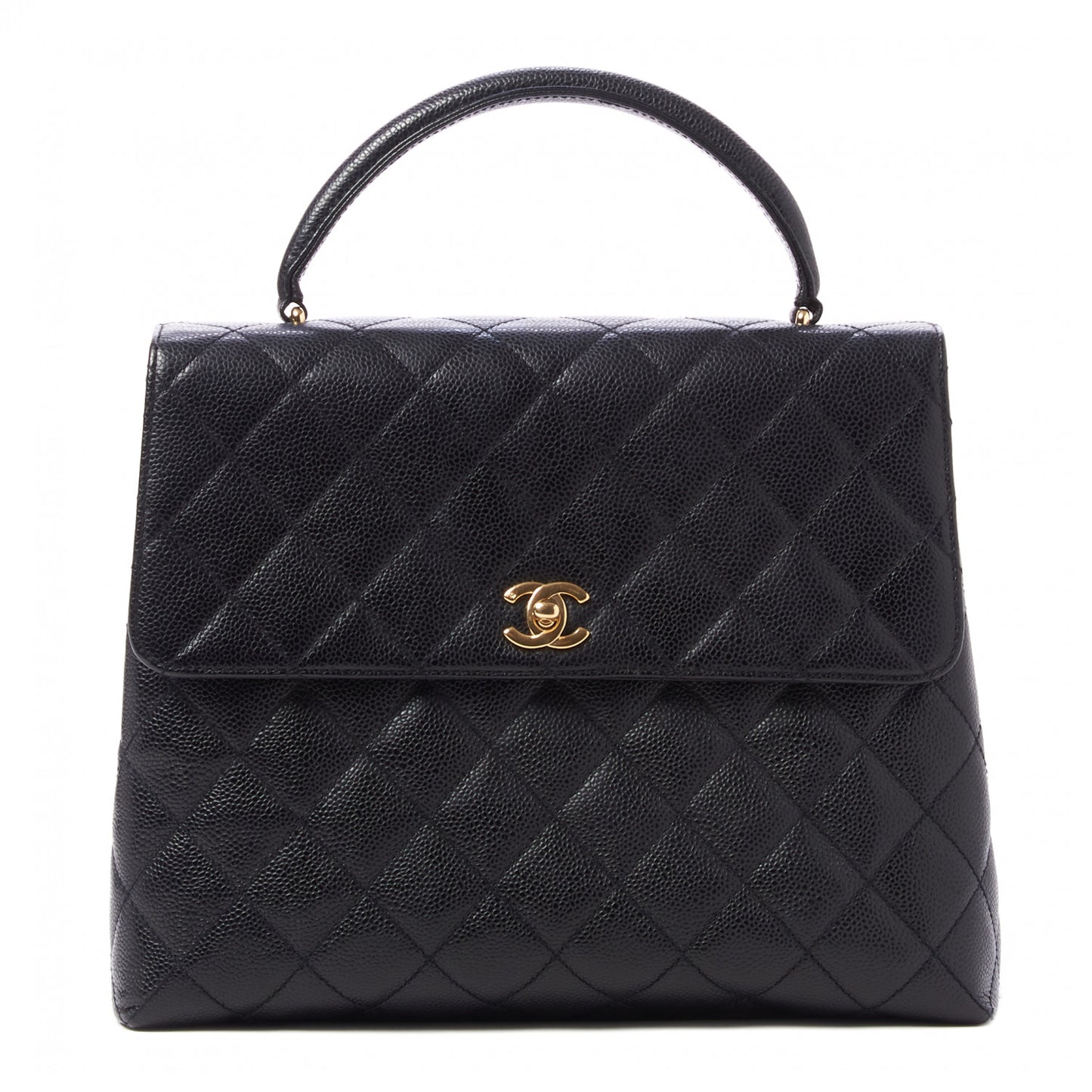 Caviar Quilted Jumbo Kelly Flap Black