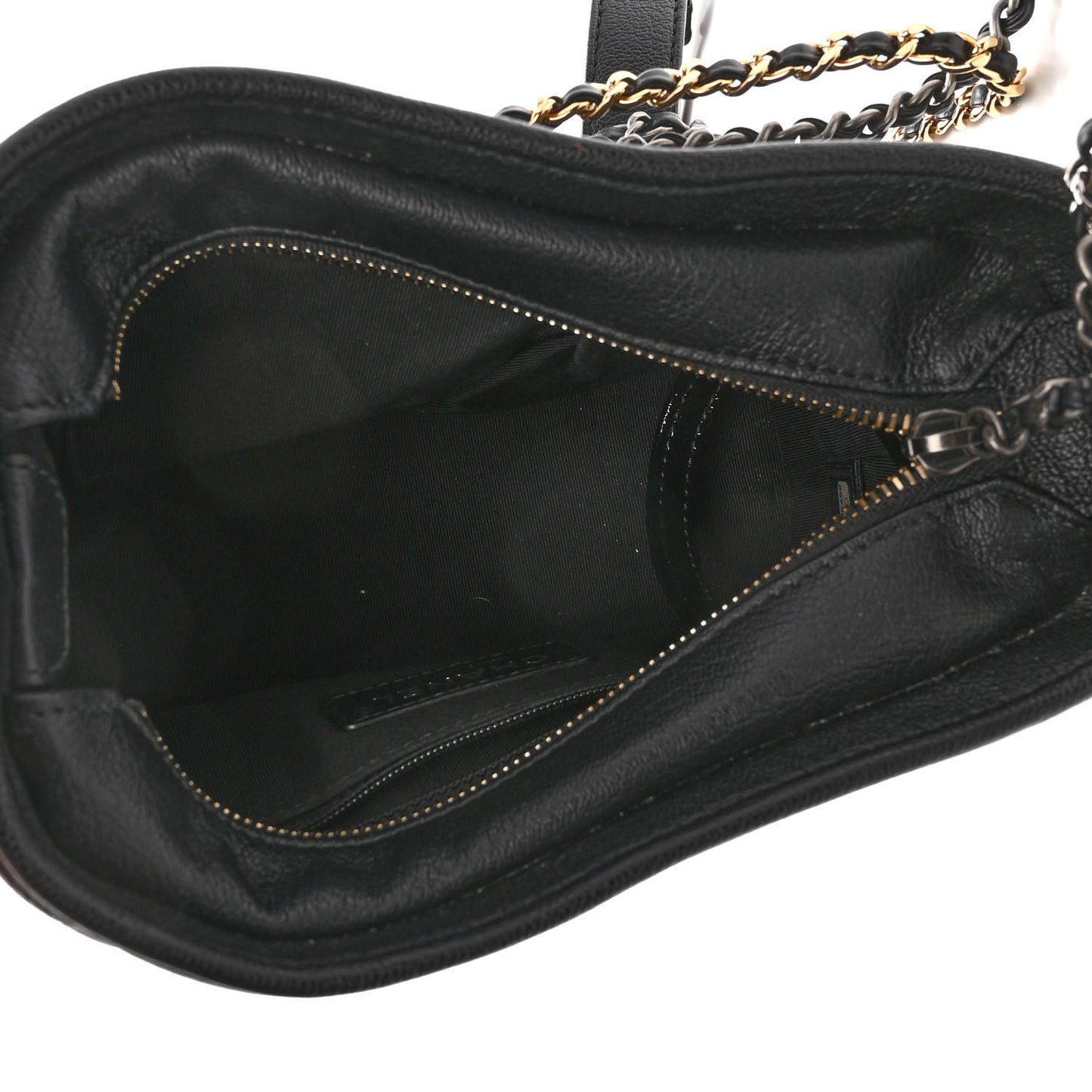 Patent Goatskin Quilted Small Gabrielle Hobo Black