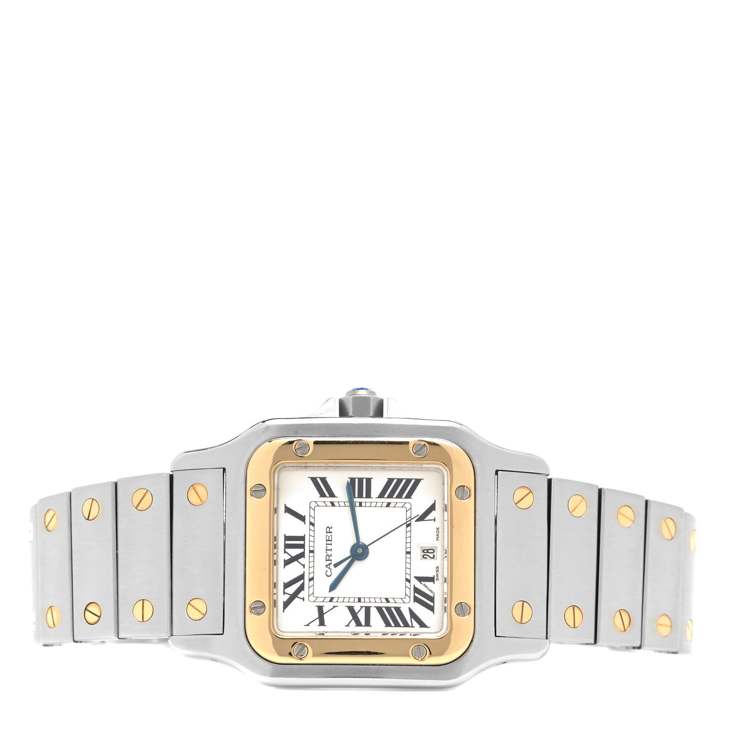 Cartier Stainless Steel 18K Yellow Gold 29mm Santos De Cartier Galbee Quartz Watch 2 of 4