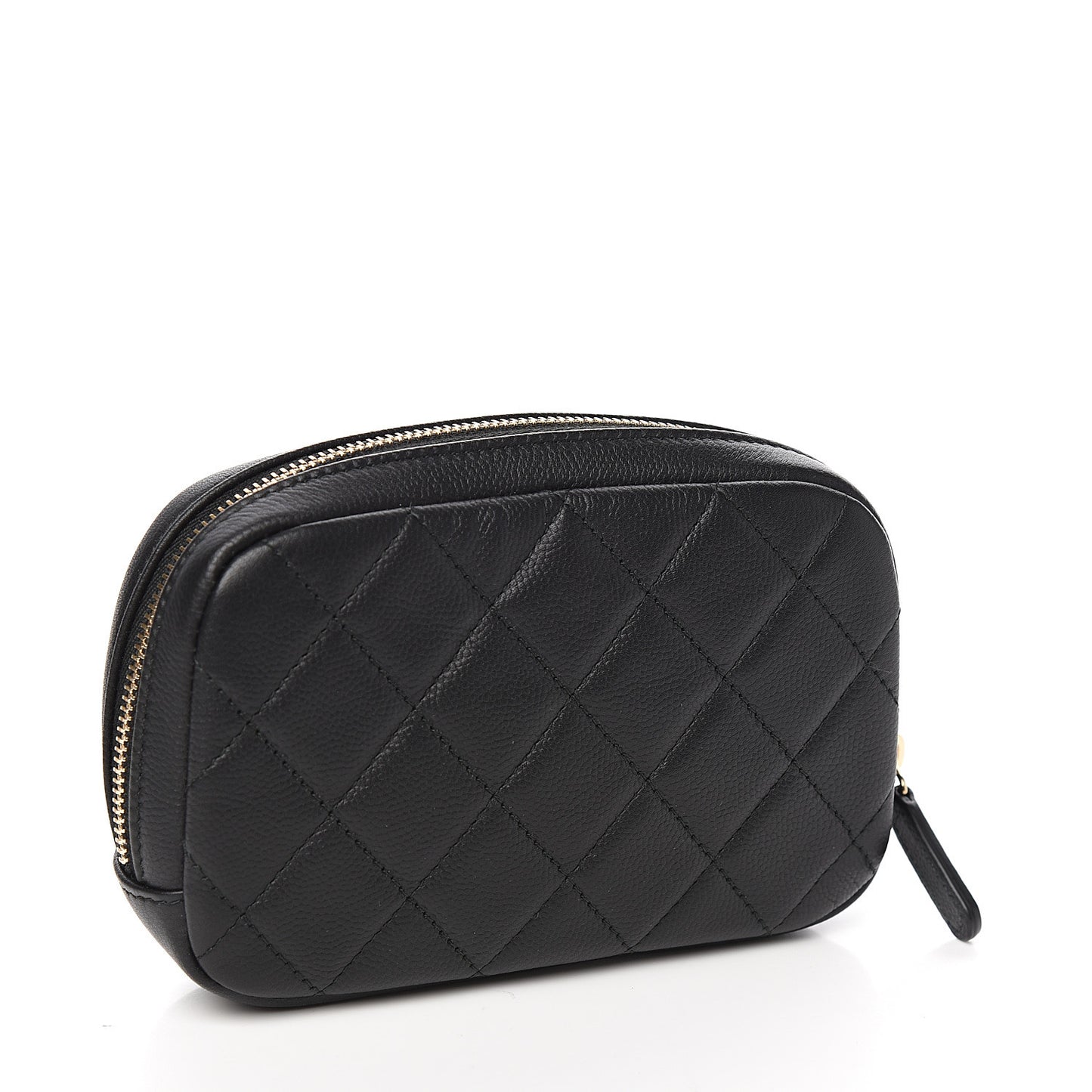 Caviar Quilted Small Curvy Pouch Cosmetic Case Black