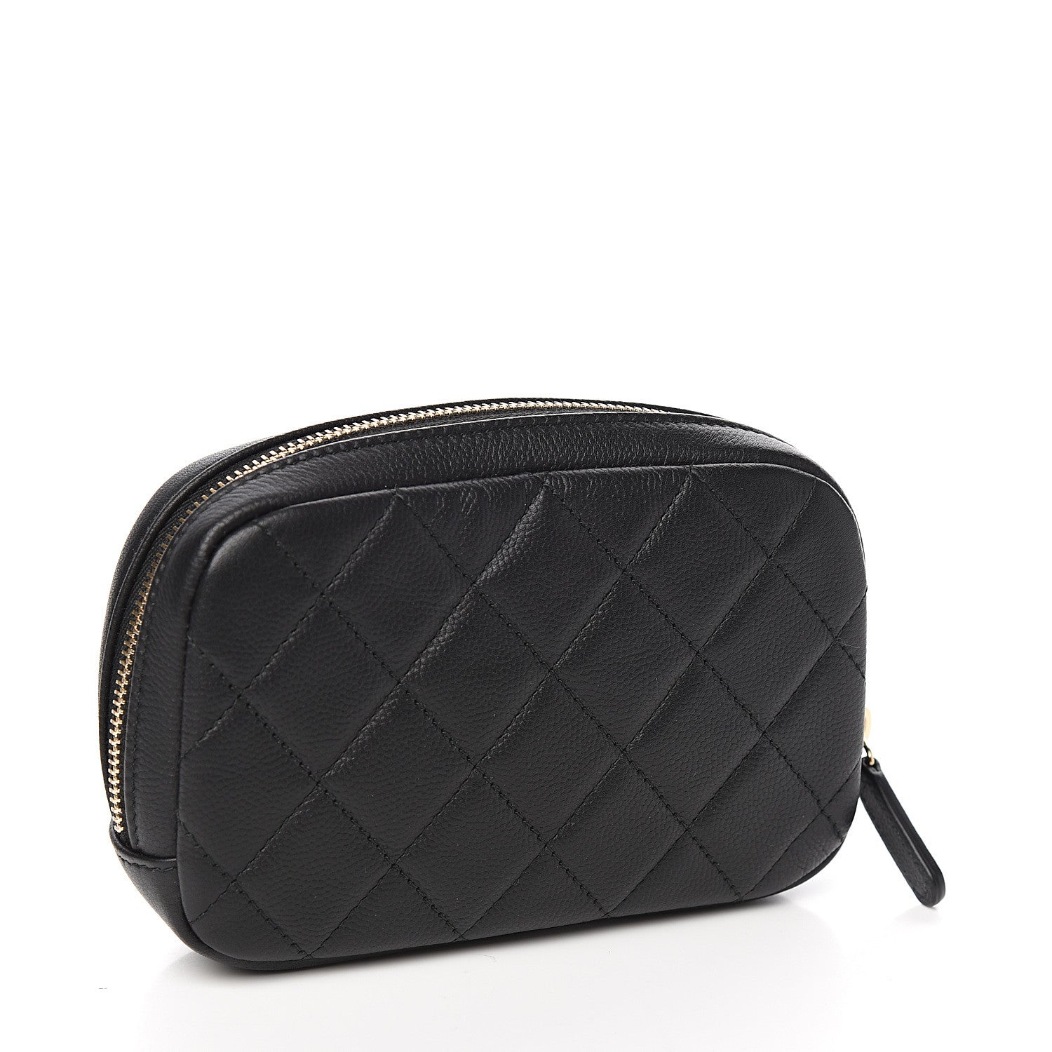 Chanel Caviar Quilted Small Curvy Pouch Cosmetic Case Black 2 of 7