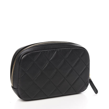 Chanel Caviar Quilted Small Curvy Pouch Cosmetic Case Black 2 of 7