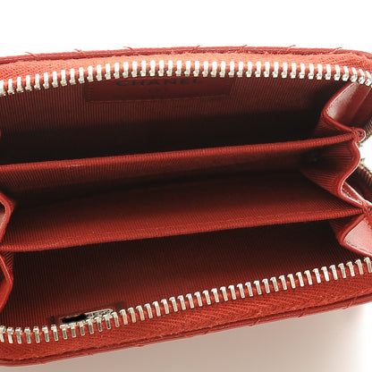 Chanel Caviar Chevron Quilted Zip Around Coin Purse Red 5 of 7
