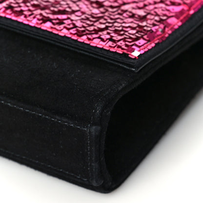Saint Laurent Paillette Suede Monogram Kate Chain Wallet Pink Black 9 of 9