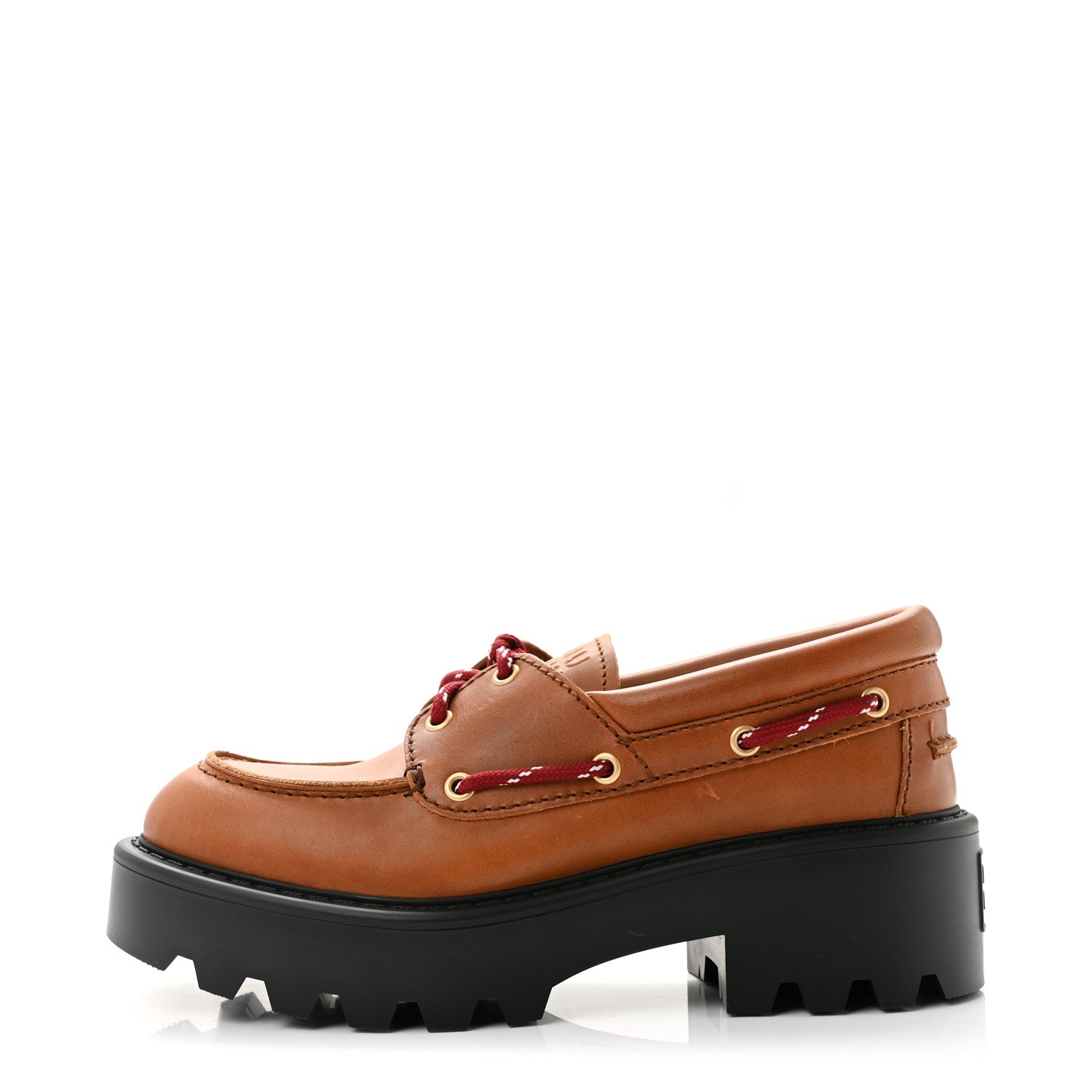 Miu Miu Vitello Platform Loafers 38.5 Cognac 1 of 10