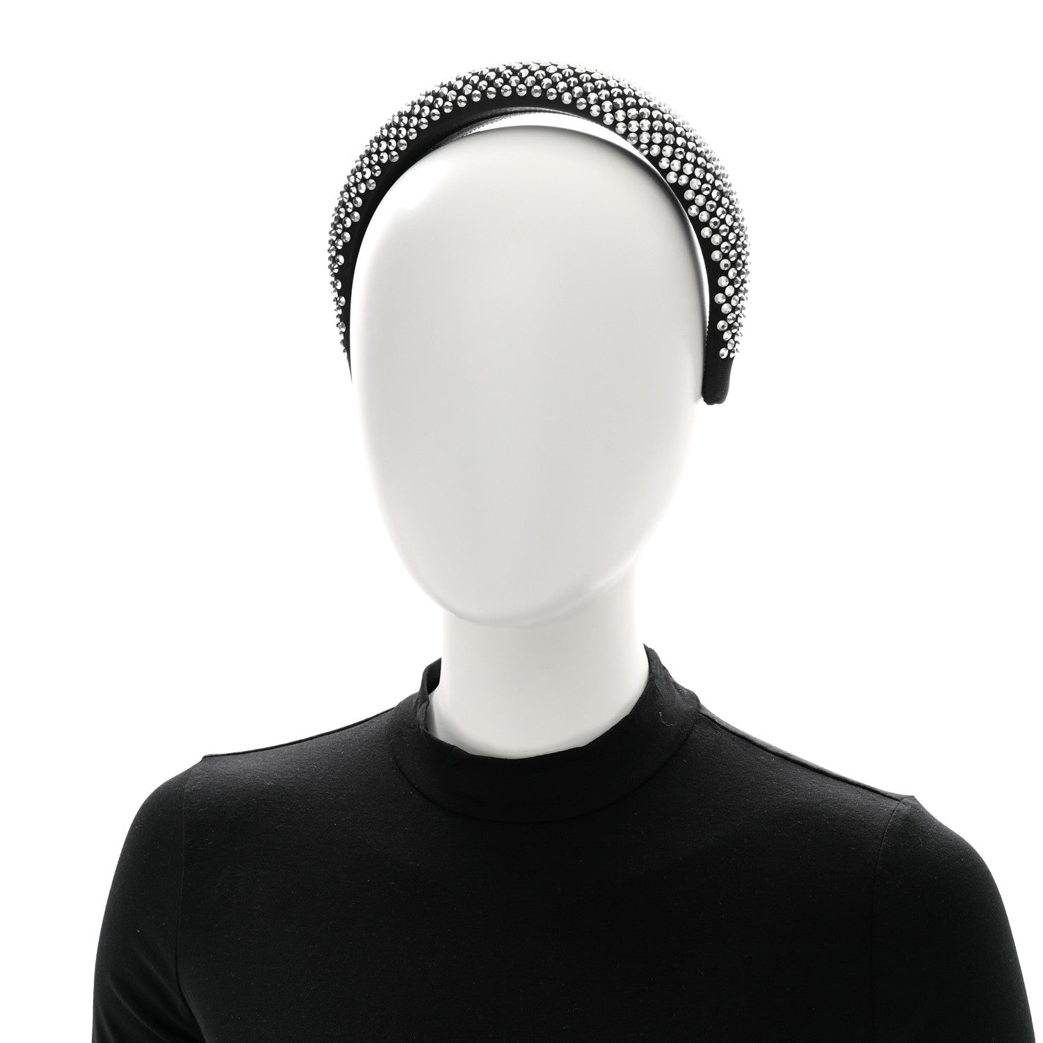 Prada Satin Crystal Embellished Headband Metal 2 of 8