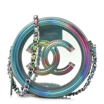Chanel PVC Calfskin Lambskin Quilted Round Filigree Clutch With Chain Green 1 of 10