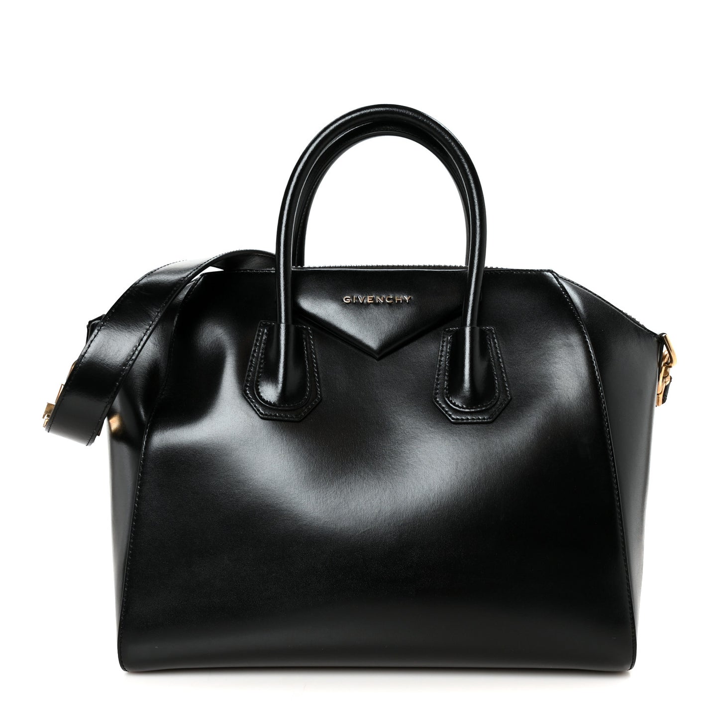 Shiny Lord Calfskin Medium Antigona Black