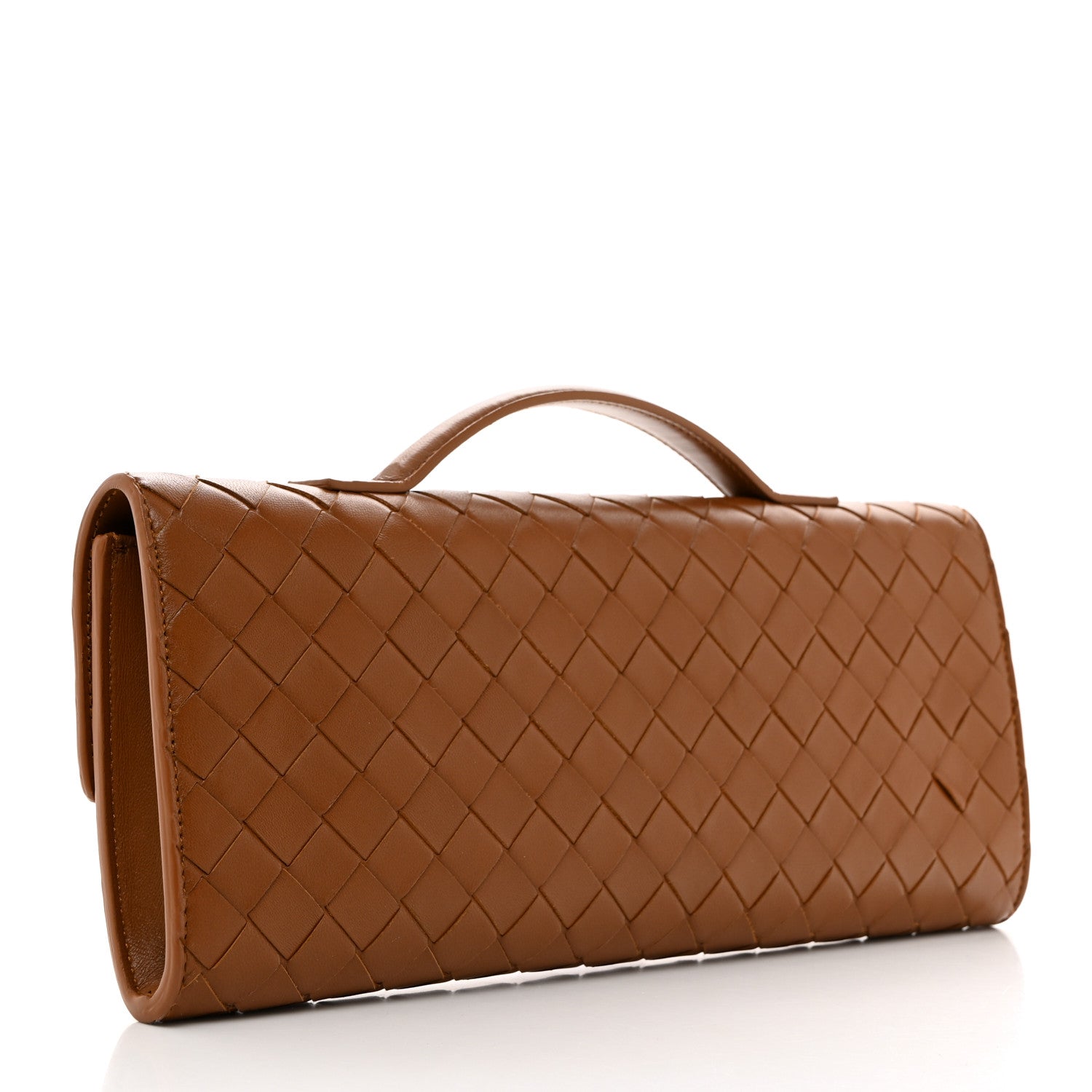 Bottega Veneta Nappa Intrecciato Long Andiamo Top Handle Clutch Cognac 3 of 7
