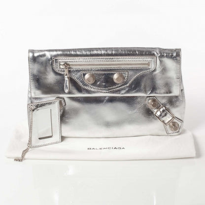 Balenciaga Laminated Calfskin Giant 21 Envelope Clutch Silver Hardware 12 of 12