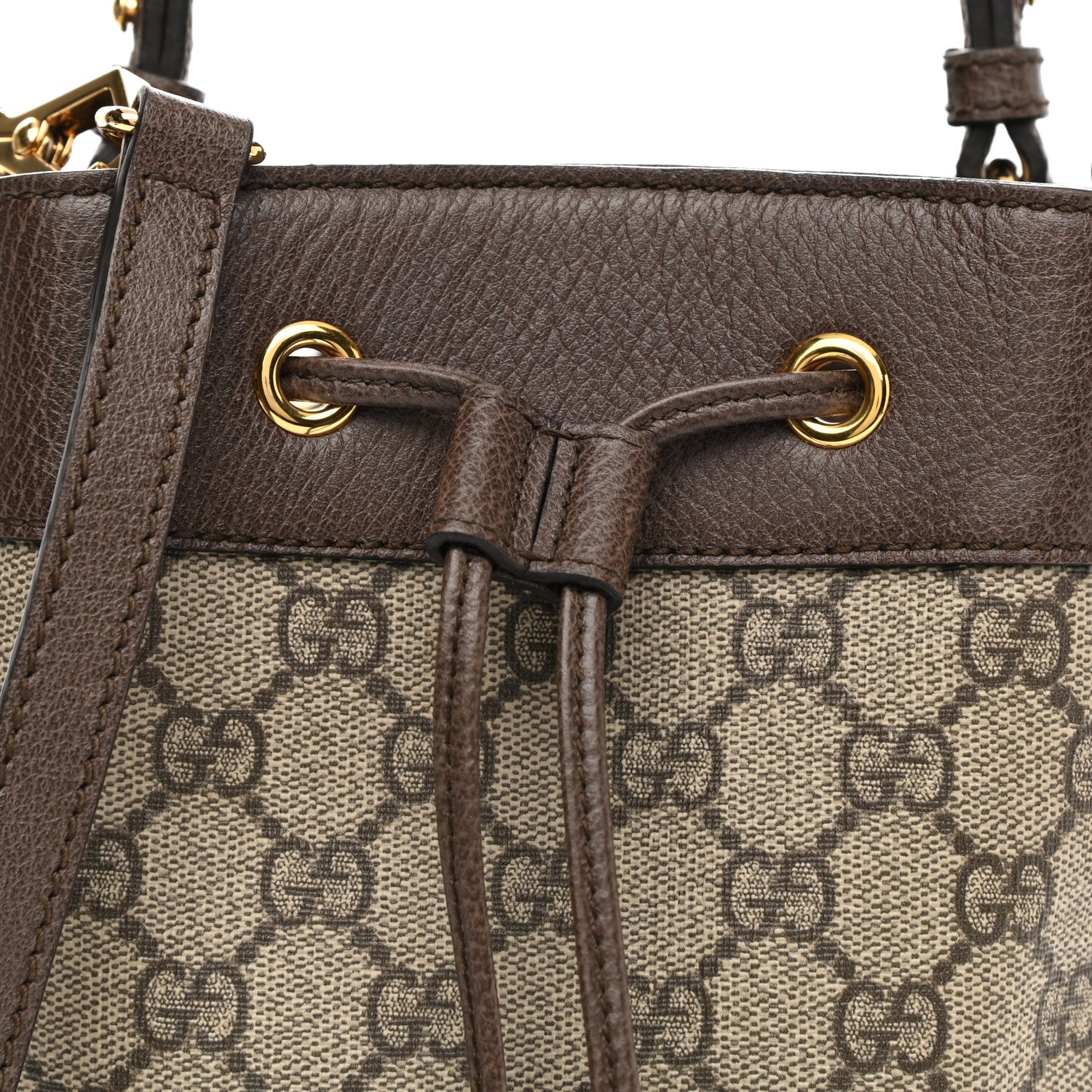 Gucci GG Supreme Monogram Web Small Ophidia Bucket Bag Brown 9 of 11