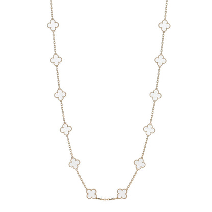 Van Cleef & Arpels 18K Yellow Gold Rock Crystal 20 Motifs Vintage Alhambra Necklace 1 of 5