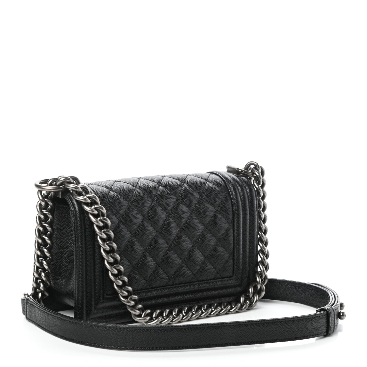 Caviar Quilted Small Boy Flap Black