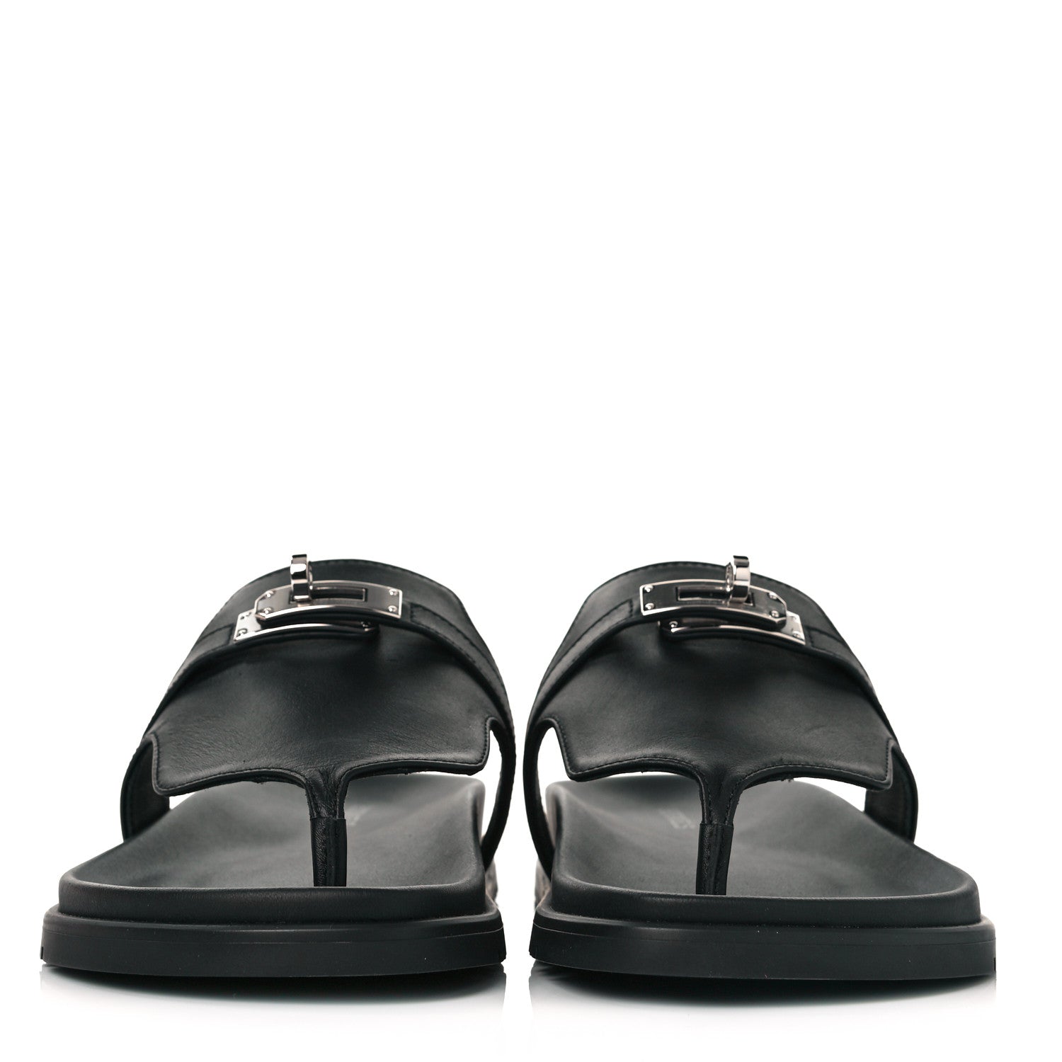Hermes Calfskin Womens Empire Sandals 38 Black 2 of 9