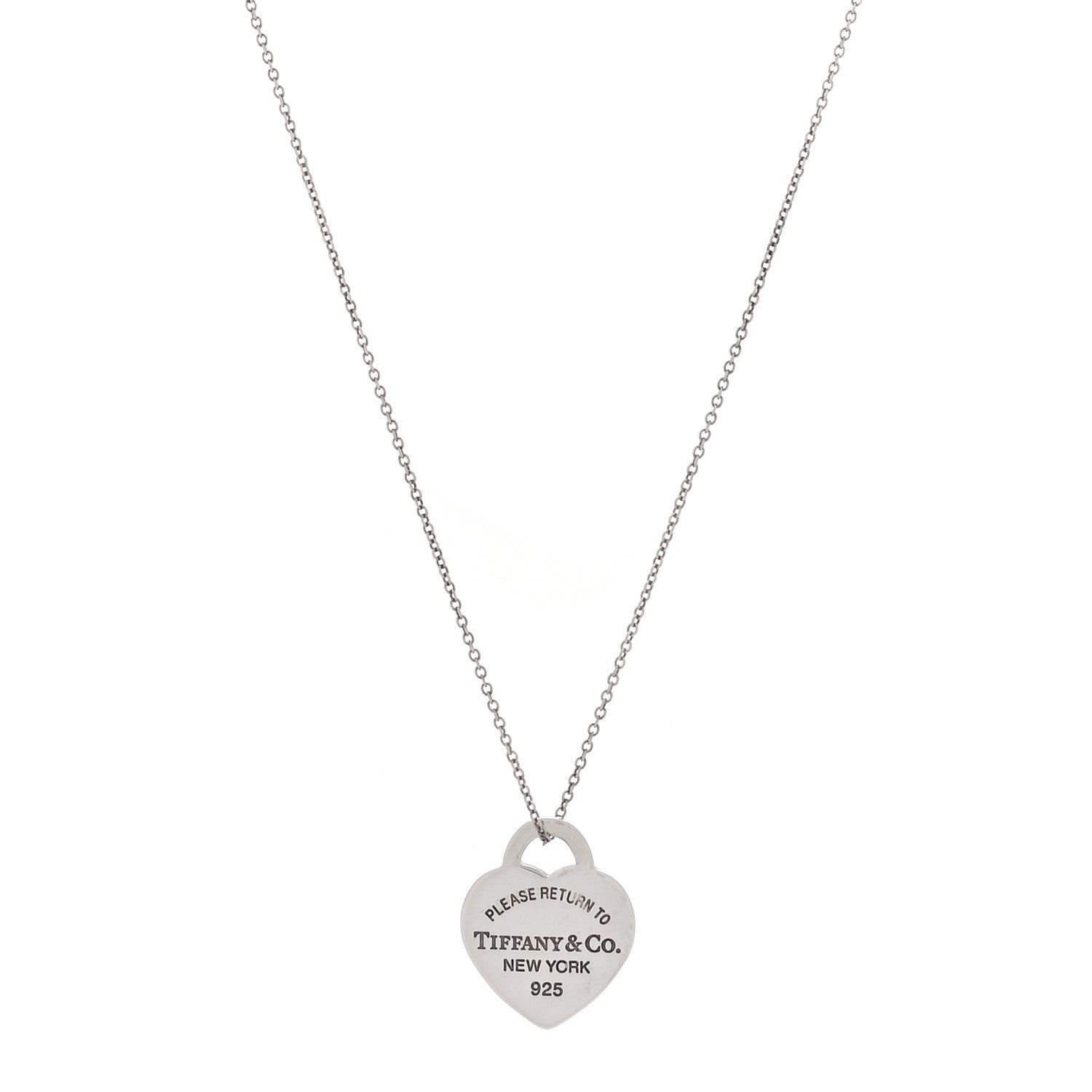 Tiffany Sterling Silver Enamel Small Return to Tiffany Heart Pendant Necklace Blue 1 of 7