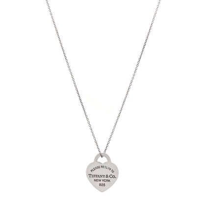 Tiffany Sterling Silver Enamel Small Return to Tiffany Heart Pendant Necklace Blue 1 of 7