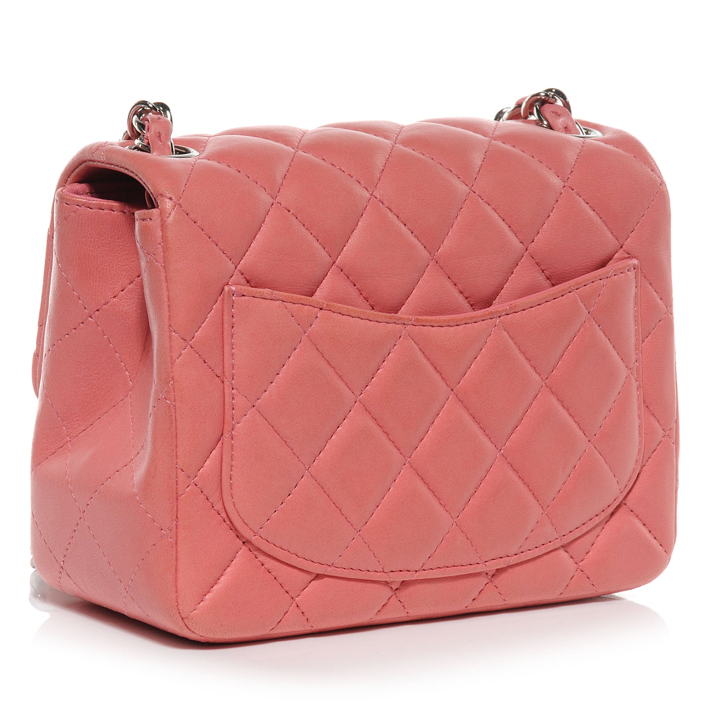 Lambskin Quilted Mini Square Flap Dark Pink