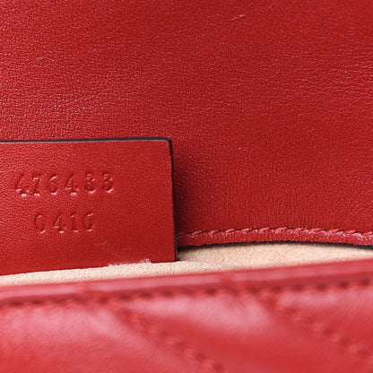Gucci Calfskin Matelasse Super Mini GG Marmont Shoulder Bag Hibiscus Red 6 of 13