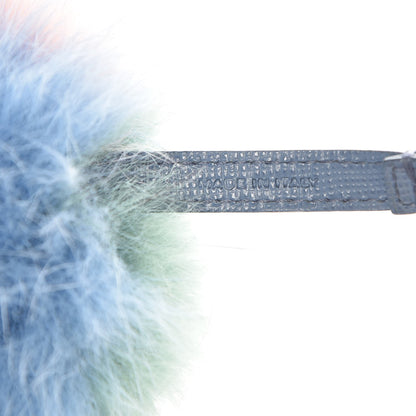 Fendi Fox Fur Vitello Elite Tri-Color Pom Pom Bag Charm Pink Nebula Acqua Ceruleo 3 of 6
